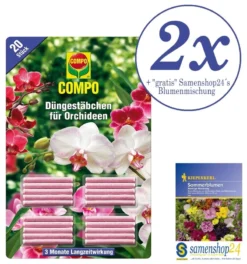 2x 20 Stück Compo Orchideen Düngestäbchen + Samenshop24´s Blumenmischung