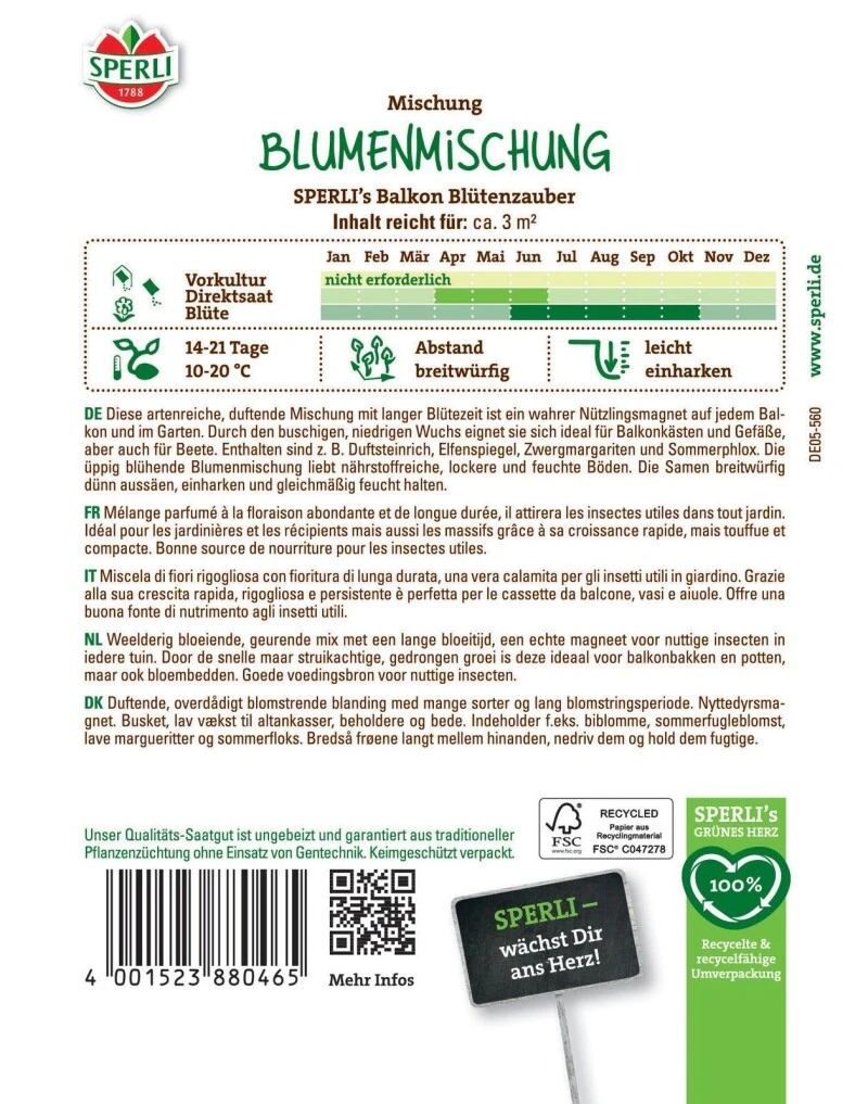 Blumenmischung SPERLI's Balkon Blütenzauber, Duftend Und üppig Blühend, Saatgut Von Sperli 2 Blumenmischung SPERLI's Balkon Blütenzauber, Duftend Und üppig Blühend, Saatgut Von Sperli – Bild 2