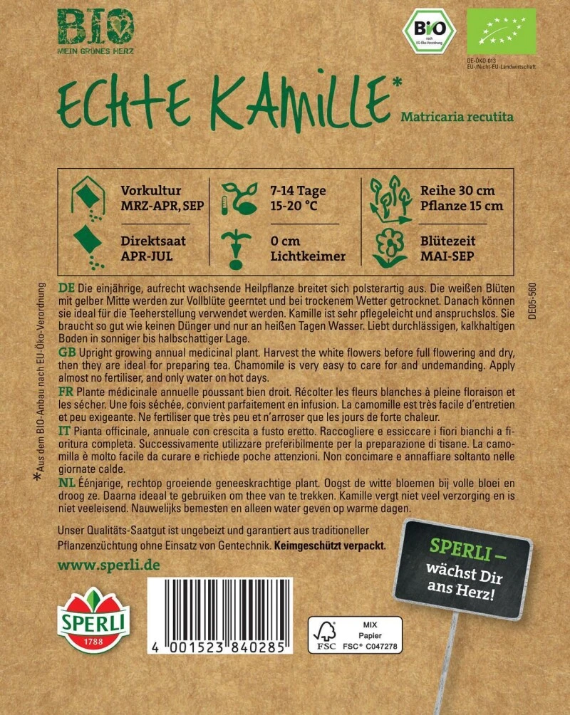 BIO Echte Kamille, Einjährige Aufrecht Wachsende Heilpflanze, Zur Teeherstellung, Sehr Pflegeleicht Und Anspruchslos 1 BIO Echte Kamille, Einjährige Aufrecht Wachsende Heilpflanze, Zur Teeherstellung, Sehr Pflegeleicht Und Anspruchslos