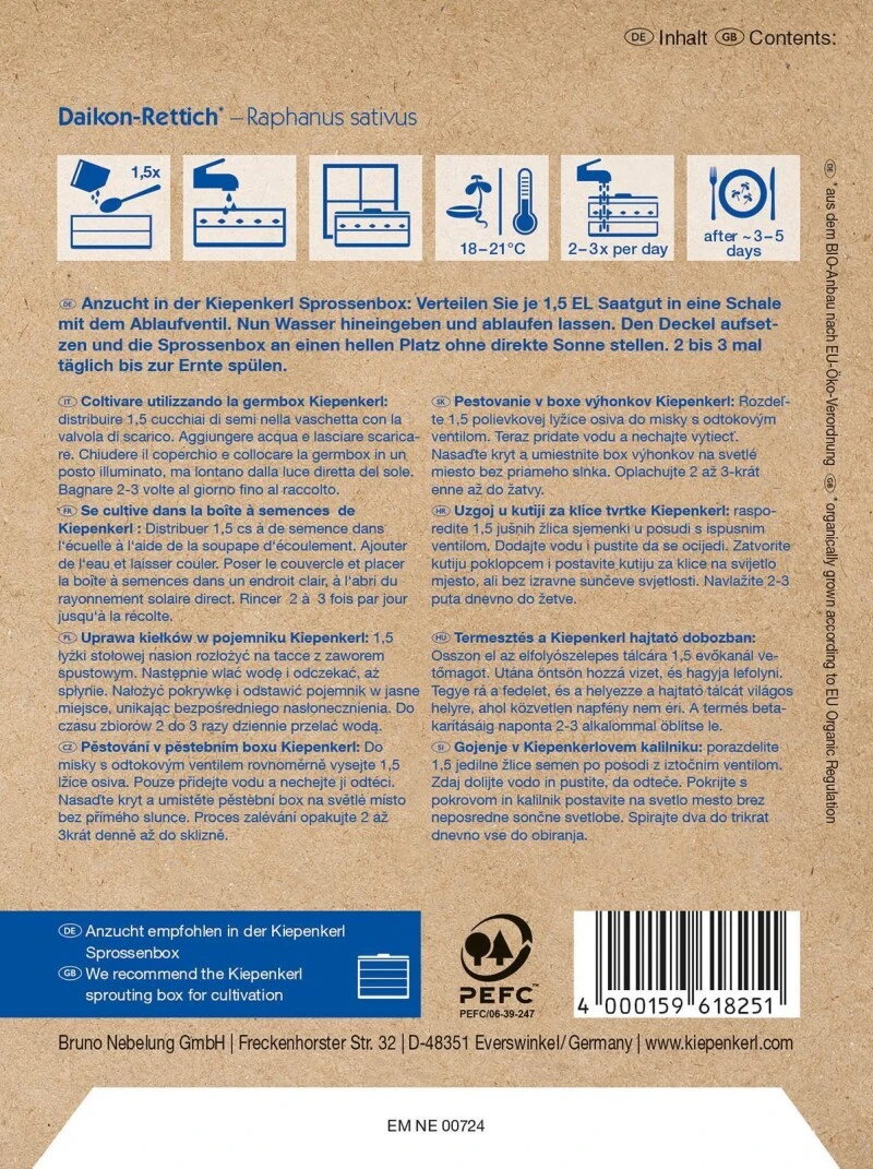 BIO Keimsprossen Daikon-Rettich 60g, Bio-Samen Zur Anzucht Von Keimsprossen 1 BIO Keimsprossen Daikon-Rettich 60g, Bio-Samen Zur Anzucht Von Keimsprossen
