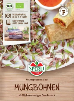 BIO Keimsprossen-Saat Mungbohnen, Inhalt: 30 Gr., Leicht Süßlich Bis Nussig, Eignen Sich Für Asiatische Gerichte