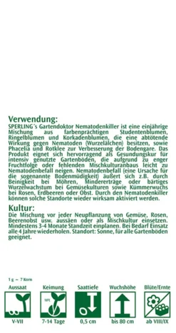 SPERLI's Bodenkur Nematodenjäger, Für 30 M², Einjährige Mischung, Abtötende Wirkung Auf Nematoden