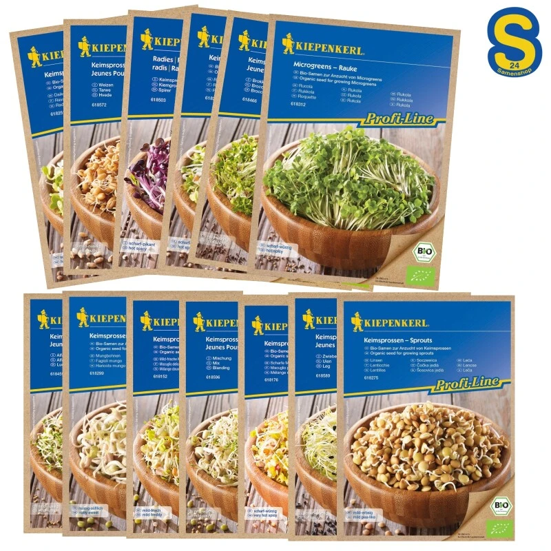 BIO Keimsprossen-Sortiment 14 - Verschiedene Sorten BIO-Sprossen-Samen 1 BIO Keimsprossen-Sortiment 14 - Verschiedene Sorten BIO-Sprossen-Samen