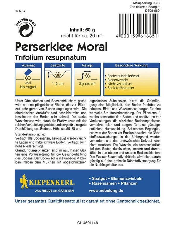 Perserklee Gründünger | Portion 60 G Für 20 M² | Altbewährte Gründüngungspflanze 2 Perserklee Gründünger | Portion 60 G Für 20 M² | Altbewährte Gründüngungspflanze – Bild 2