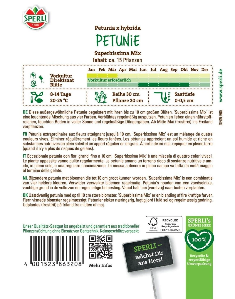 Petunie Superbissima Mix, Große Blüten, Leuchtende Farben, Saatgut Von Sperli 2 Petunie Superbissima Mix, Große Blüten, Leuchtende Farben, Saatgut Von Sperli – Bild 2