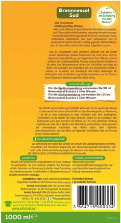 Solabiol Brennnessel Sud, Biologisches Pflanzenstärkungsmittel Zur Kräftigung Und Stärkung Schädlingsanfälliger Pflanzen, 1 Liter -Günstiges Blueten Haus Geschäft solabiol brennnessel sud biologisches pflanzenstaerkungsmittel zur kraeftigung und staerkung schaedlingsanfaelliger pflanzen 1 liter2
